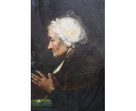 Flora MacDonald Reid, oil on canvas, portrait of a seated lady, signed and dated '94, 35 x 25cm, gilt framedLittle craquelure