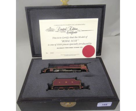 Bachmann Limited Edition Branchline model engine and tender of ' Royal Scot ', in burgundy livery with certificate and presen