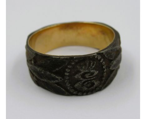 1915 Austo Hungarian Royal Army iron and gilt World War I signet ring 