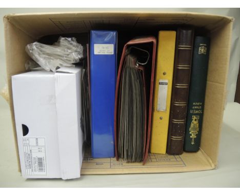 Box containing a collection of various World stamps in albums and loose, together with a quantity of various First Day covers