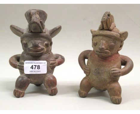 Two pre-Columbian type pottery figures, the tallest 14cm (restorations) 