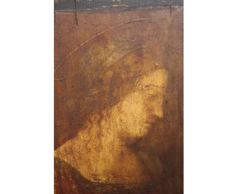 20th Century portrait of the Madonna, laid on to panel in the form of an icon, 25cm x 18cm 