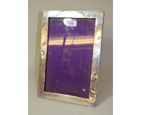 London silver large rectangular photograph frame with glass and easel (silver at fault) 