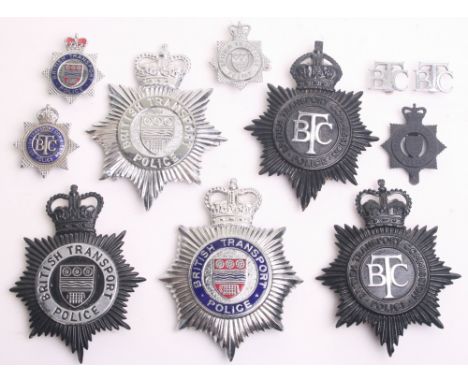 Selection of  British Transport Commission/Police Obsolete Badges, including, Kings crown BTC officers cap badge, Kings crown