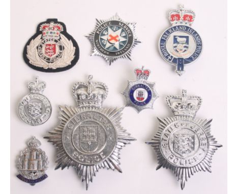 Gibraltar Police Helmet plate, Queens crown chrome star, Gibraltar police, Queens crown cap badge, Gibraltar police Kings cro