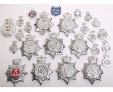 Quantity of Obsolete British Police Helmet Plates/Cap Badges all being EIIR period, Various forces including, Berkshire, Clev