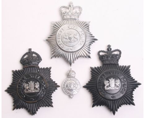 Carlisle City Police Badges, Kings crown black star helmet plate, chrome coat of arms centre (missing tiny tip at the bottom 