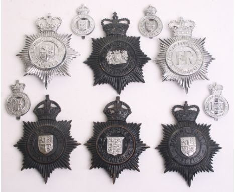 Dorset & Bournemouth Police Badges, including Kings crown Dorset constabulary black star helmet plate & chrome cap badge, Kin