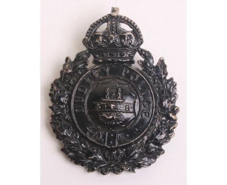 Dudley Police Kings Crown Helmet Badge, black wreath, complete with lug fittings on reverse