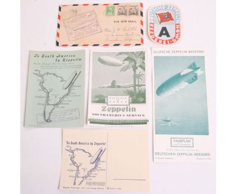 Selection of Period Paperwork of Zeppelin / Airship Interest, including a 1935 Zeppelin South America service leaflet, 1936 E