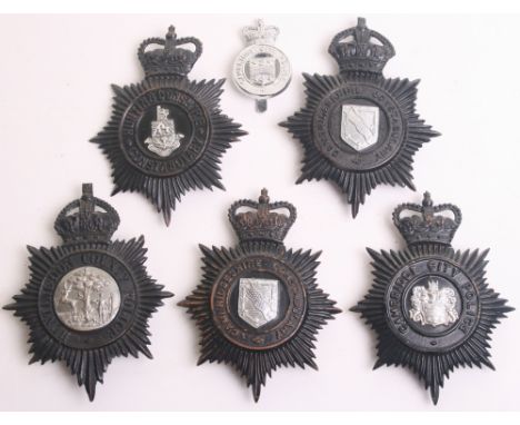 Cambridgeshire/Huntingdonshire Constabulary Badges, Kings crown black star Cambridgeshire Constabulary helmet plate with chro