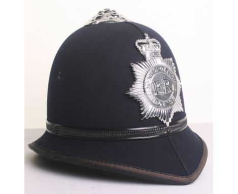 Scarce Metropolitan Police Inspectors Ceremonial Helmet, Compton & Webb  cork helmet, large metal black band, silk cloth edge