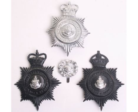 County Borough Of Barrow-In-Furness Badges, Kings crown black star helmet plate, chrome coat of arms centre, (missing one lug