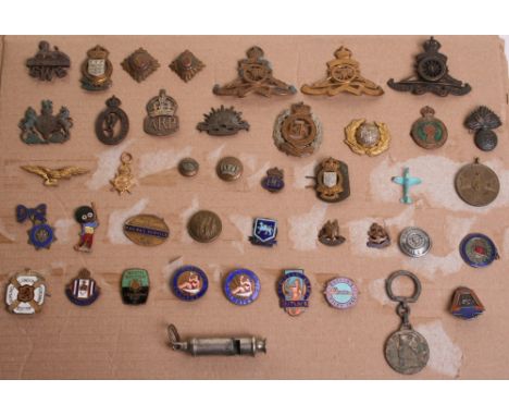 Selection of Military, Butlins and Other Badges, including OSD Royal Artillery cap badge with blade fittings, Womans Land Arm