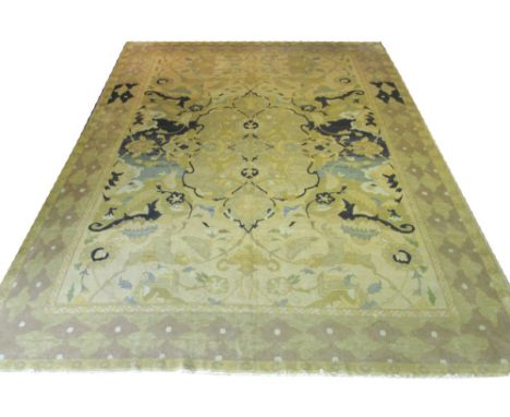 FINE POLONAISE 'PERSIAN SAFAVID DESIGN' CARPET, 400cm x 300cm, of scrolling vine and palmette decoration in shades of gold an