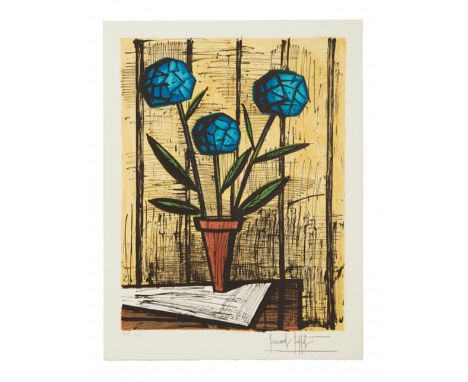 BERNARD BUFFET, 'Hortensias bleus', 1984, original lithograph in colours on Arches watermarked paper, handsigned lower right,