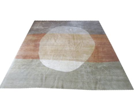 CONTEMPORARY HAND KNOTTED CARPET, 330cm x 278cm, bamboo silk, rising sun design.