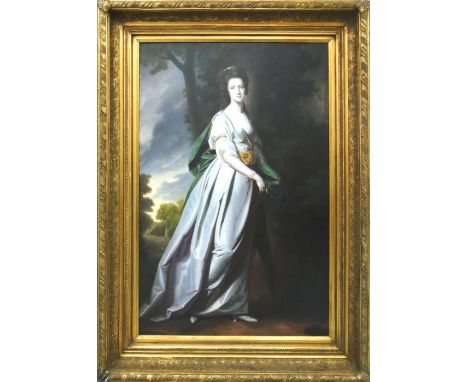 MANNER OF 18TH CENTURY BRITISH SCHOOL, 'Portrait of a lady', oil on canvas, with signature lower right, 118cm x 87cm, in carv