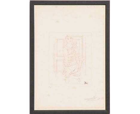 SALVADOR DALI, 'Mother and child', etching, signed in the plate and in pencil, with EA, full margins, 56.5cm x 38cm, framed a