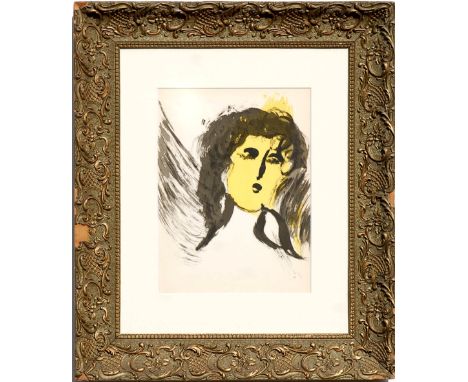 MARC CHAGALL, 'Angel', 1956, original lithograph from the Bible series, printed by Mourlot, ref. 120, 35cm x 26cm, in carved 