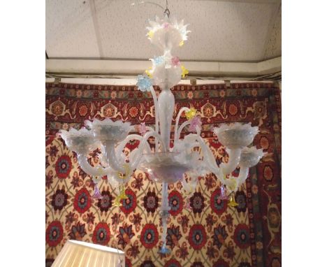 MURANO CHANDELIER, of traditional decorative form with six lighting arms, 105cm H approx. (with faults)