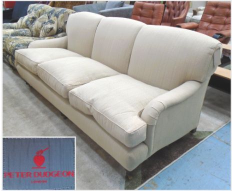 PETER DUDGEON SOFA, Howard style, triple hump, 87cm D x 88cm H x 214cm W.