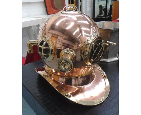 REPLICA DIVERS HELMET, in a copper and brass finish, 45cm L.
