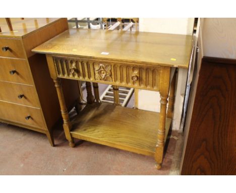 A LIGHT OAK SINGLE DRAWER HALL TABLE 