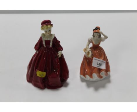A ROYAL WORCESTER FIGURE 'GRANDMOTHERS DRESS' TOGETHER WITH A COALPORT FIGURE 'ANDREA' 