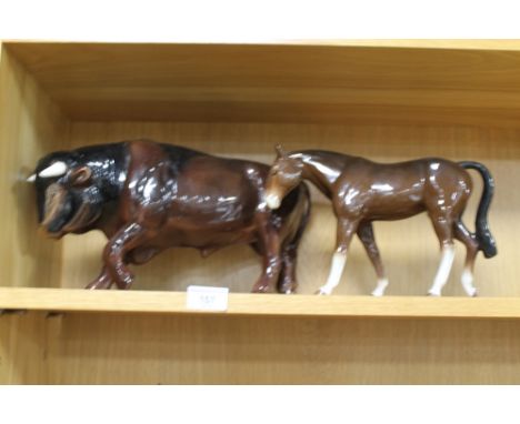 A SYLVAC BULL TOGETHER WITH A SYLVAC HORSE 