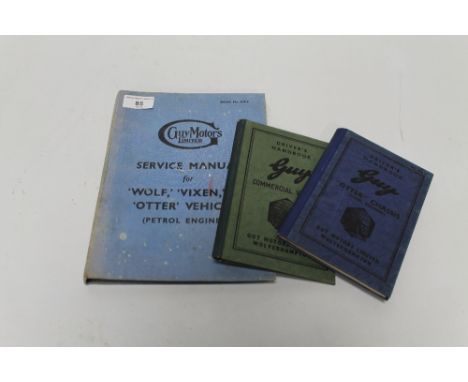 THREE VINTAGE GUY MOTORS CAR / AUTOMOBILE MANUALS 