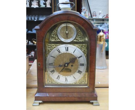 19th CENTURY MAHOGANY CASED BRACKET CLOCK WITH ORMULU MOUNTED BRASS DIAL BY FENWICK, SOUTH SHIELDS 