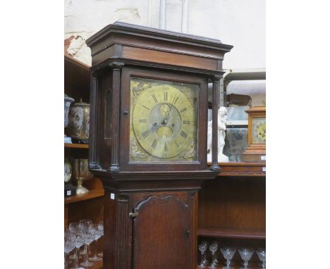 OAK CASED LONGCASE CLOCK WITH SQUARE BRASS DIAL, BY SEDDON, FRODSHAM 