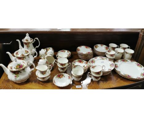 Royal Albert Part Dinner Service – pink rose pattern -including a 14 piece tea set, 4 coffee cups, 3 dinner plates, 20 smalle