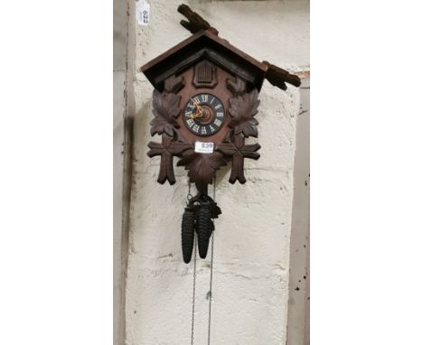 Oak Cased Cuckoo Clock, with drop weights, 1950’s 