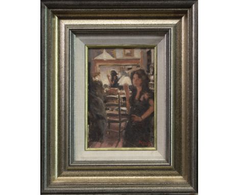 TIM DOLBY, MIRROR IMAGE oil on board, signed 16cm x 10cm Framed