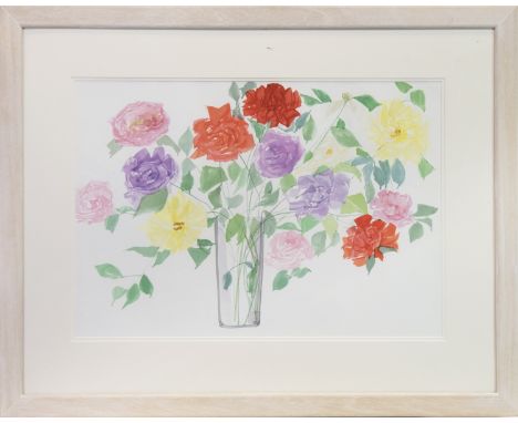 * PAUL GELL (BRITISH 1919 - 1996), VASE OF ROSES watercolour on paper 48cm x 68cm Mounted, framed and under glass