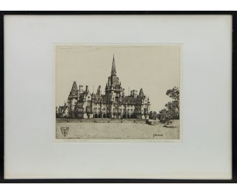 WILFRED APPLEBY, FETTES COLLEGE etching on paper, signed and titled in pencil, further titled on label verso 22cm x 30cm Moun