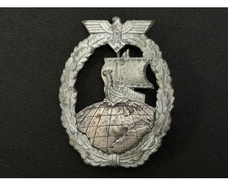 WW2 Third Reich KM Kriegsabzeichen für Hilfskreuzer - Auxiliary Cruiser War Badge. No makers mark. Two part construction with