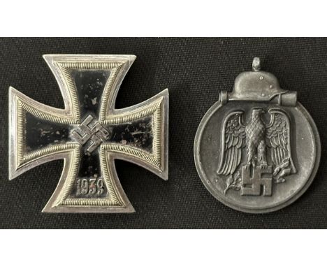 WW2 Third Reich Eisernes Kreuz 1. Klasse, Iron Cross 1st class 1939, pin is maker marked "15" for Friedrich Orth. Along with 
