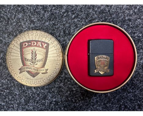 D-Day 50th Anniversary Comemmorative Zippo Cigarette Lighter complete is original presentation tin. 