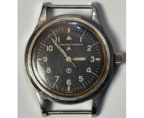 British RAF Pilots/ Navigators 6B/346 Wristwatch by International Watch Co with black dial with Arabic numerals and WD Broad 