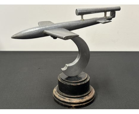 WW2 British RAF Trench Art Model of a German V1 Flying Bomb. Height 175mm. Width 145mm. Length 205mm. Made by a former RAF Ai