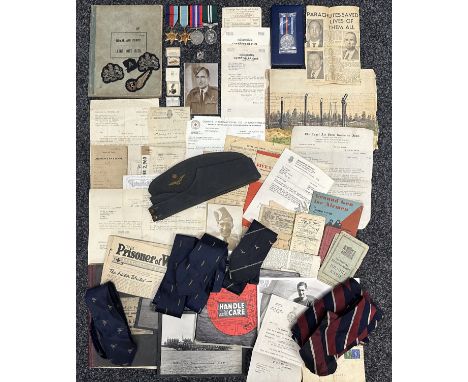 WW2 British RAF Caterpillar Club PoW Medal Group to 810100 Sgt. Stephen Biggs RAFVR, Flight Engineer 103 Squadron RAF compris