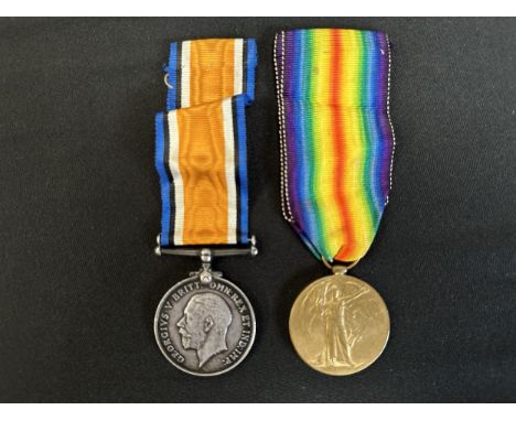 WW1 British War Medal and Victory Medal to R4-087124 Pte H Barker, Army Service Corps. Complete with original ribbons. New to