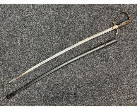 WW2 Third Reich Heer NCO's Dove Head pattern Sword with fullered single edged blade 805mm in length, maker marked "WKC". Blac
