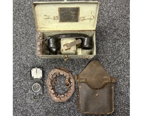 WW2 British Field Telephone dated 1942, Bakelite  Compass Magnetic Marching Mark 1 maker marked "TG &amp; Co Ltd" in working 