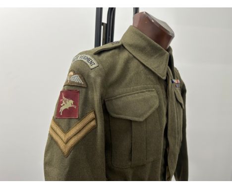 WW2 British Parachute Regiment Australian made Battledress Blouse named to  "Dix, S Coy, 6th" and is additionally named under