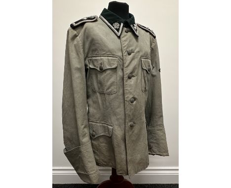 WW2 Rare Historically Significant Third Reich SS Totenkopfverbande privately custom tailored summer weight service tunic. Lig