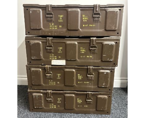 Four British Army Ammo boxes for 105mm L35A2 Rounds. Empty.&nbsp;65cm x 34cm x 20cm (4)